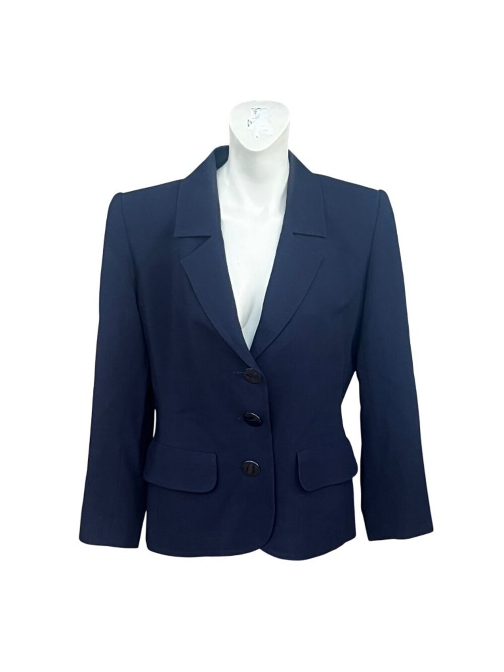 Yves Saint Laurent Encore Vintage 90s Navy Wool Blazer Womens 10 France